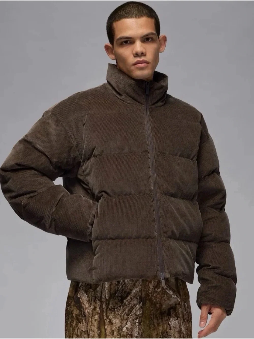 Jordan Flight Down Puffer Baroque Brown Corduroy HV0536-237 Men's Size Small